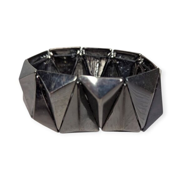 Gray Metal Stretch Geometric Bracelet One Size - Picture 1 of 5